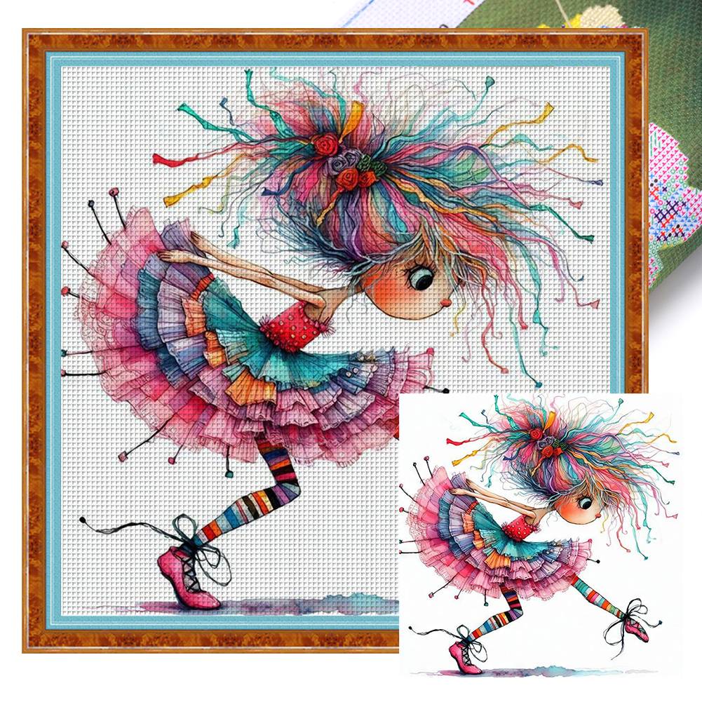 Ballet Girl Full 11CT Pre-stamped Canvas(40*40cm) Cross Stitch