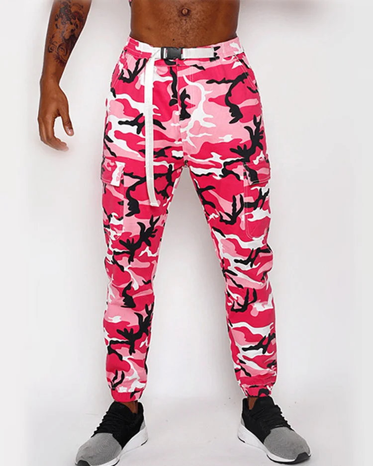 Fitness Pants Slim Camouflage Pants Belt