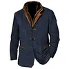 Plus Size Men Vintage Fleece Suede Blazer Double Layer Lapel Fur Leather Collar Medium Length Coats by Inlyline