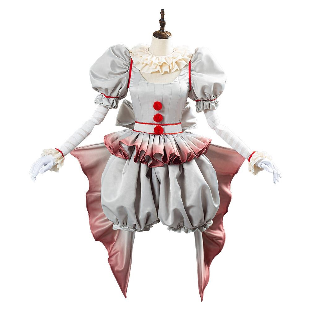 Pennywise Horror The Clown Outfit For Female Halloween Dress Cosplay Costume