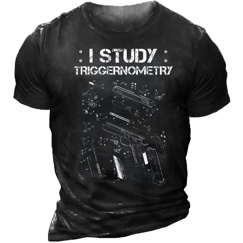 Men's Fashion "I Study Triggernometry "Printed Short Sleeve T-shirt