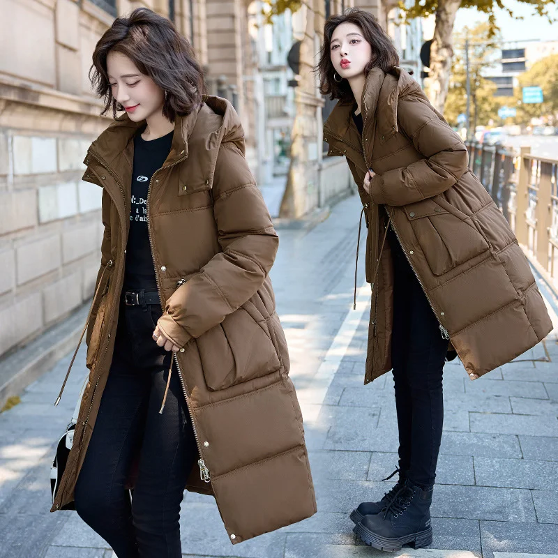 Toloer Winter New Hooded Cotton-Padded Suit Korean Version Of The Large Size Long Loose Over The Knee Thick Padded Clothes Bread Coat-Outfit Ideas