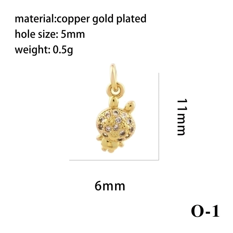 Ig Style Minimalist Angel Dolphin Crown Copper Plating Inlay Zircon 18k Gold Plated Charms