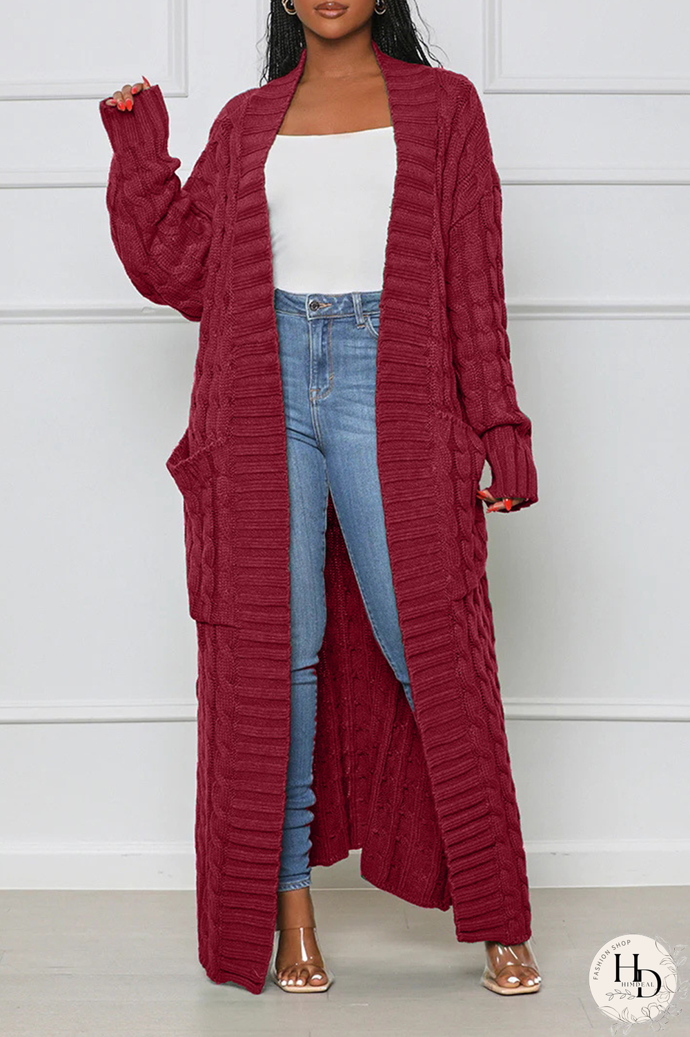 Pink Street Solid Patchwork Cardigan Collar Outerwear