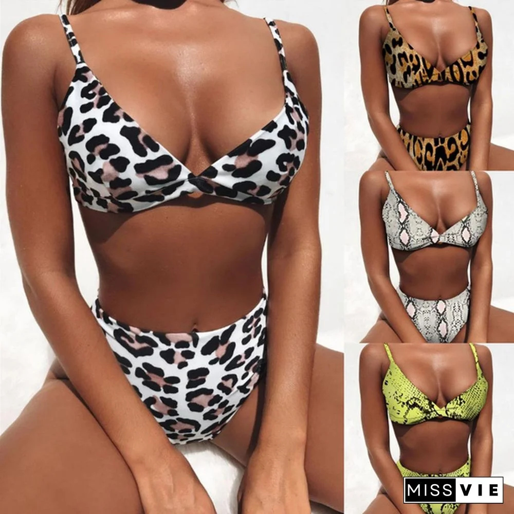 Women's Summer Fashion New Two Piece Swimsuit Leopard Print Bikini Sets Swimwear Bathing Suit Lady Beachwear Bikini