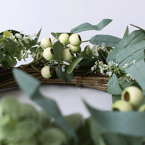 Mixed Berries Greens Faux Eucalyptus Wreath
