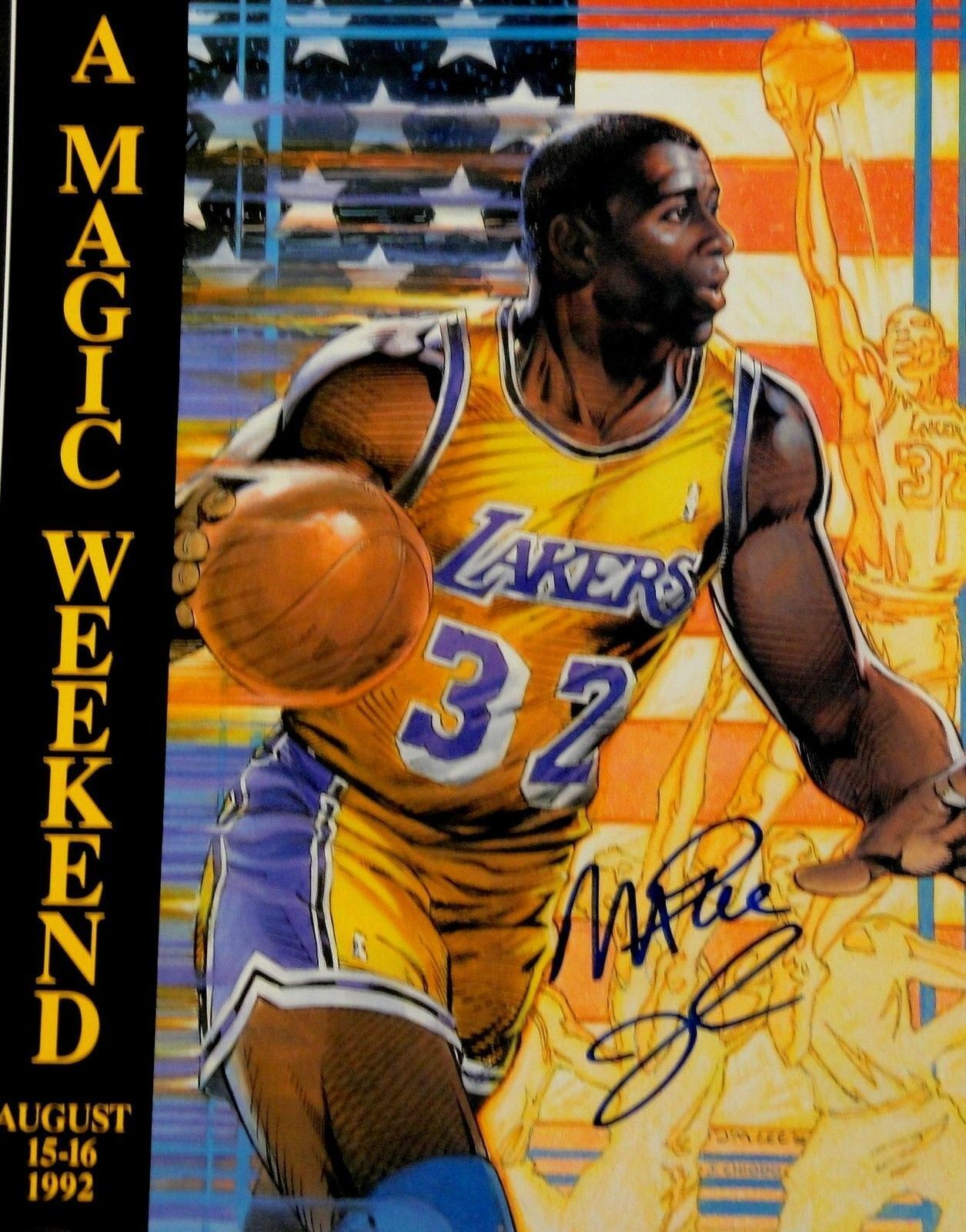 Magic Johnson Signed Autograph 8.5x11 Program A Magic Weekend Program HOF Aug 15