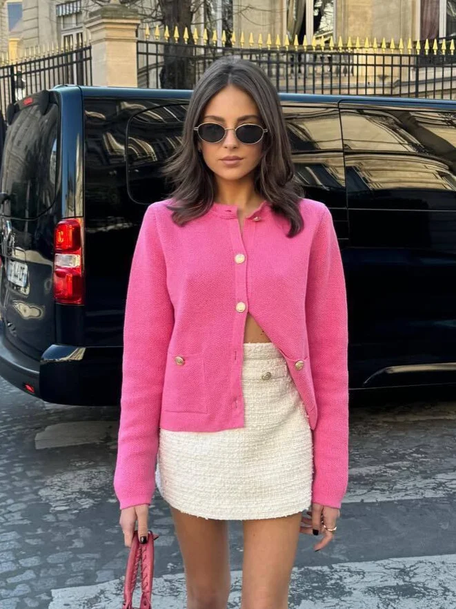 Nigikala Nigikala 2025 New Women's Button Knitted Jacket Little Scented Women's Sweater E3336