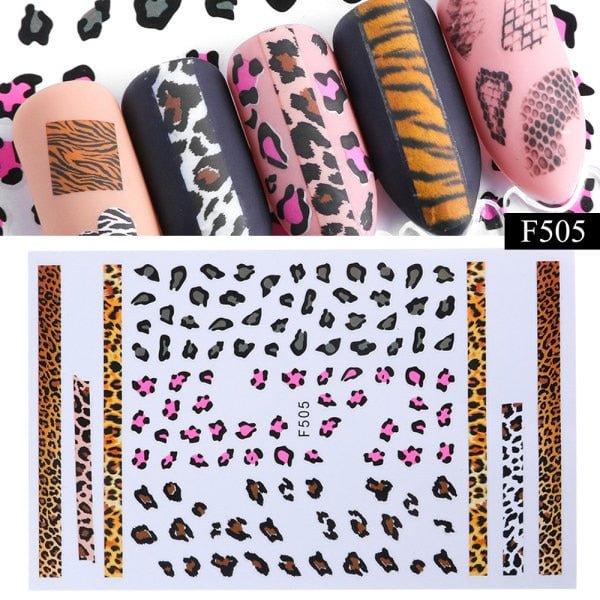 Nail Stickers Back Glue Sexy Leopard Snakeskin Pattern Designs Nail Decal Decoration Tips For Beauty Salons