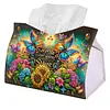 (24cm)Diamond Art Tissue Box Cover DIY PU Desktop(Flowers and Butterflies)