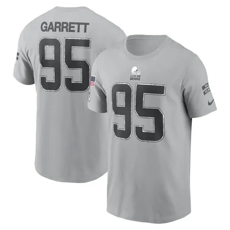 Men's Cleveland Browns Myles Garrett  Gray 2024 Salute To Service Name &amp; Number T-Shirt