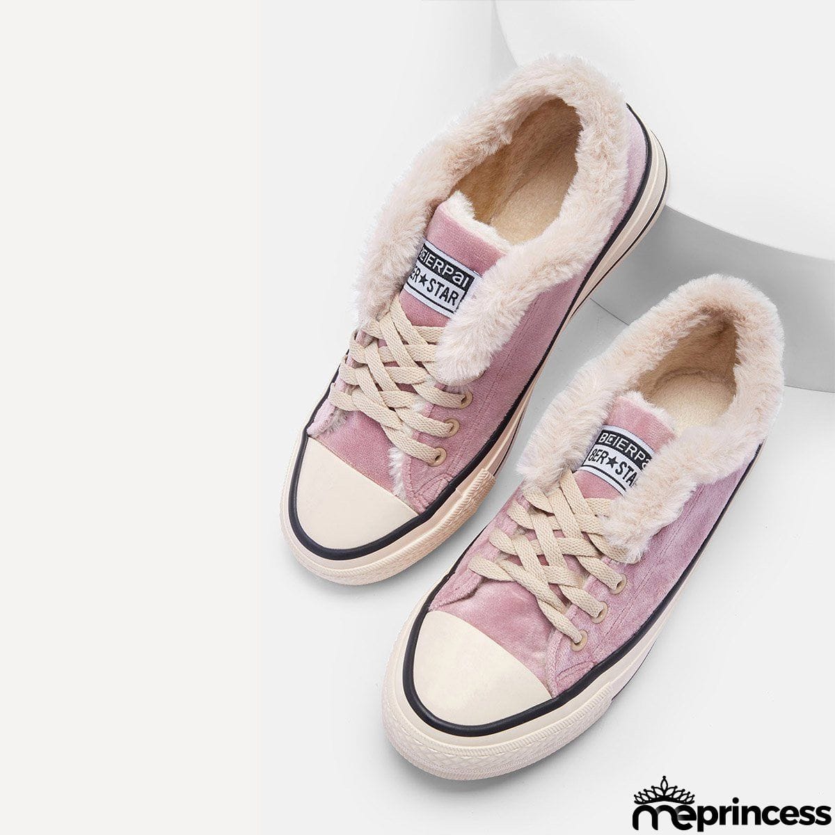 Womens Canvas Snow Sneakers Fur Lined Shoes