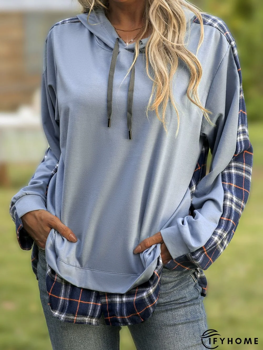 Hoodie Paneled Long Sleeve Sweatshirt | IFYHOME