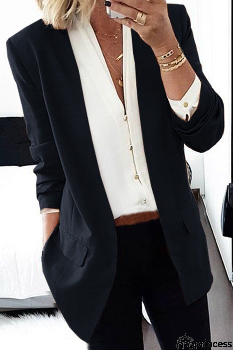 Casual Street Solid Solid Color Turndown Collar Outerwear