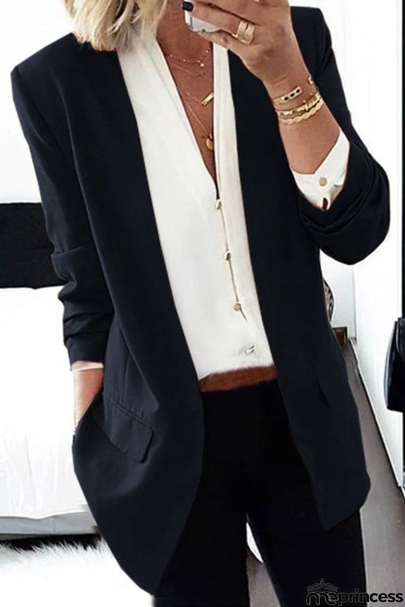 Casual Street Solid Solid Color Turndown Collar Outerwear