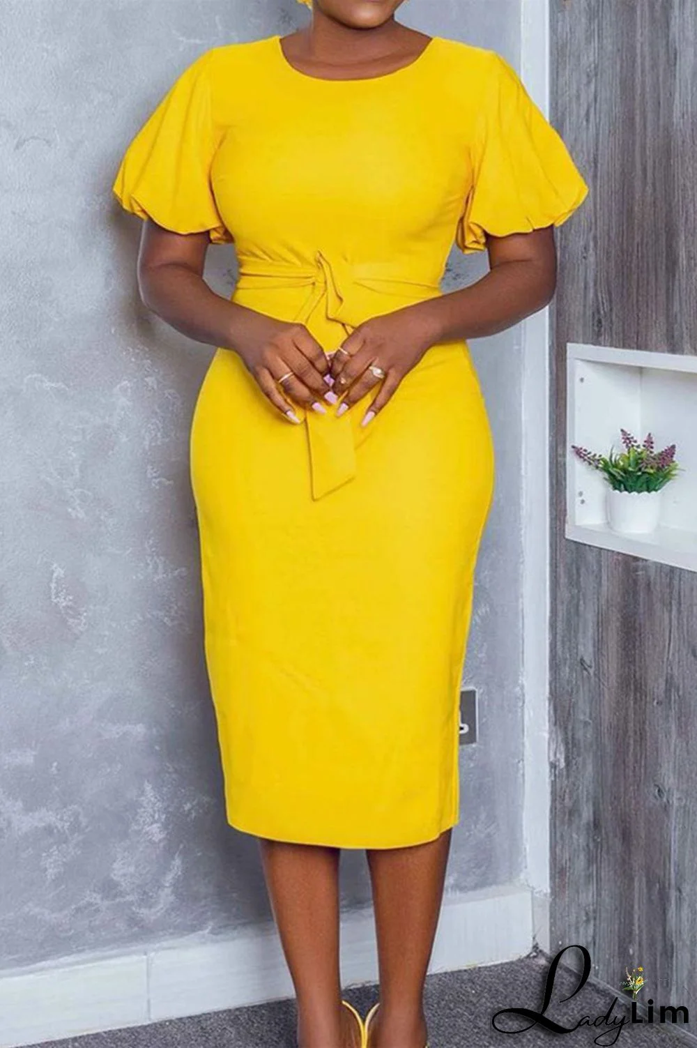 White Fashion Casual Solid Bandage O Neck Pencil Skirt Dresses