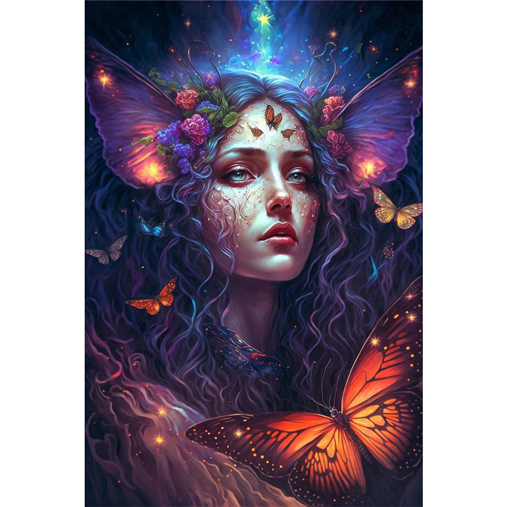 Butterfly Girl 40*50CM(Canvas) Full Round Drill Diamond Painting gbfke