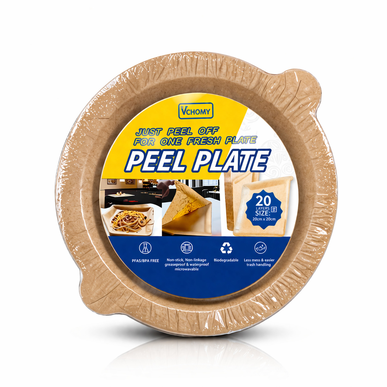 Peel Plate Disposable Air Fryer Paper Trays 80 Sheets, Food‑Grade High‑Temperature Oil‑Proof Tearable Non‑Stick Paper Liners, No‑Mess Cooking Trays for Air Fryer Basket eltralife