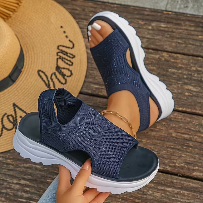 a pair of comfortable and lightweight mesh sandals is   suitable for   commuting and casual wear women shoes 6 5 dark blue 9