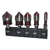 5pcs/Set Countersink Drill Bit Set 82 Degree Precision Countersink Bit 1/4in-3/4in Size 5 Flutes Design for Stainless Steel Metal & Wood