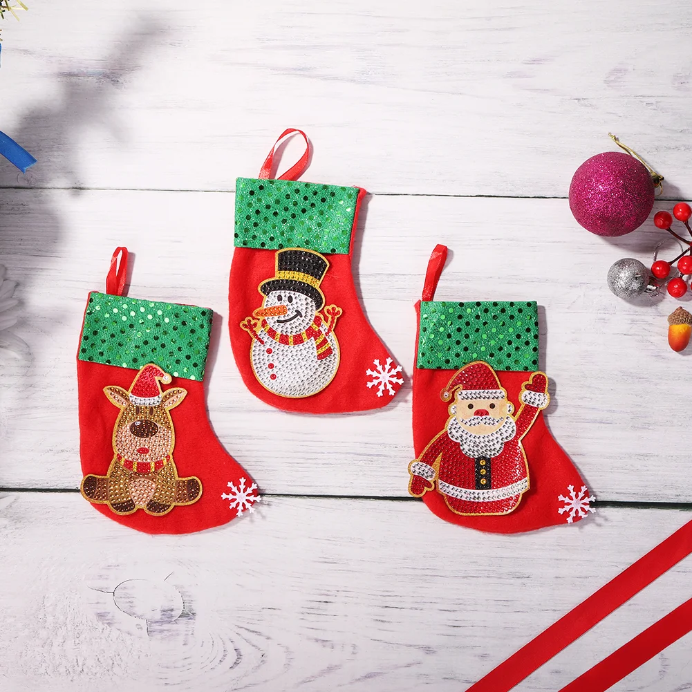 3pcs DIY Diamond Painting  Christmas Stockings Hanging Pendants