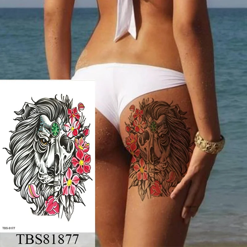 Waterproof Temporary Tattoo Sticker Flower Peony Rose Sketches Flash Tattoos Black Henna Body Art Arm Fake Tatoo Women Men