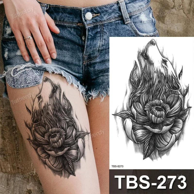 dragon wing snake temporary tattoo sticker waterproof black henna anime body art tattoo fake water transfer decal sexy for women