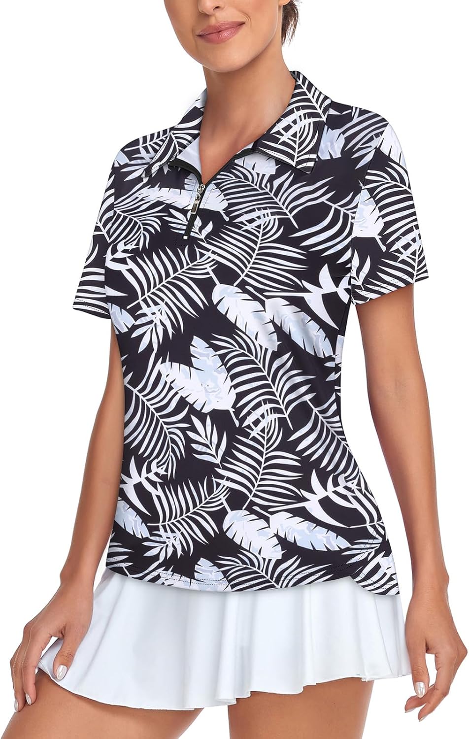 Women's Golf Polo Shirts Short Sleeve Quarter Zip Pullover Moisture Wicking Workout Tops