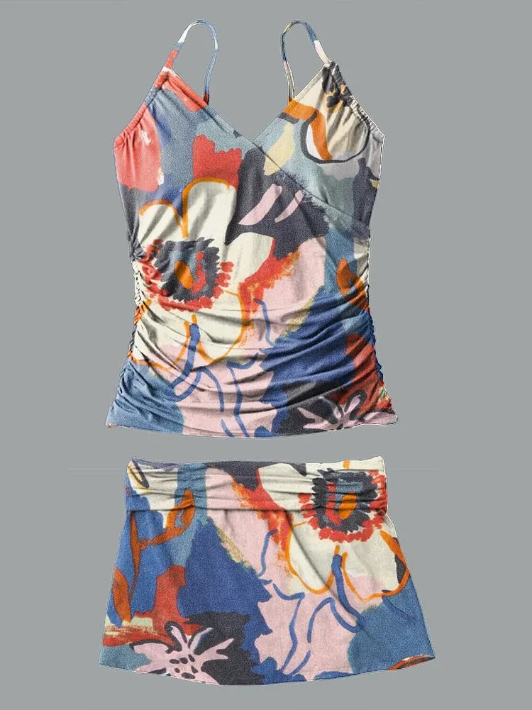 Vintage Floral Print Swimsuit And Apron