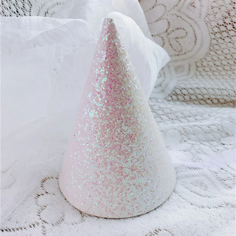 INS Shiny Glitter Felt Birthday Hat Baby Shower Banquet Party Hats For Boys Girls Children's Day Decoration Headband Photo Props