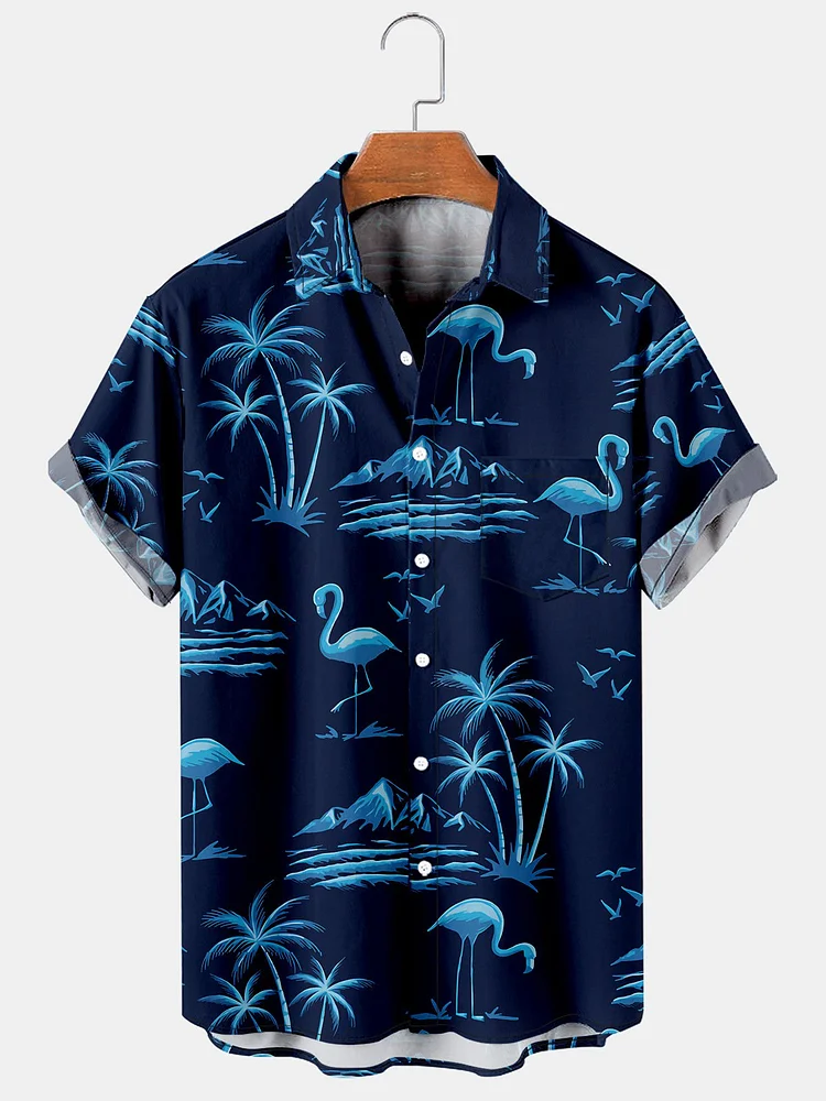 Men's Printed Casual Breathable Hawaiian Short Sleeve Shirt
