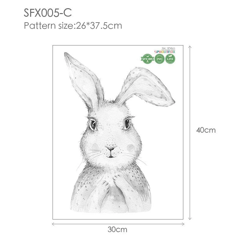 30*40cm Wall Stickers Home Decor Living Room Two Cute Rabbits Removable Home Living Room Decoration Mural Bunny Stickers