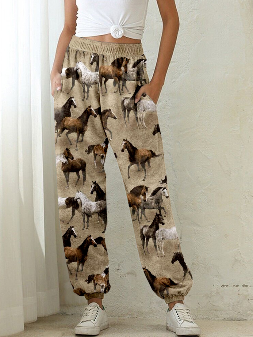 Western Wild Horses Pattern Comfy Sweatpants wearshes