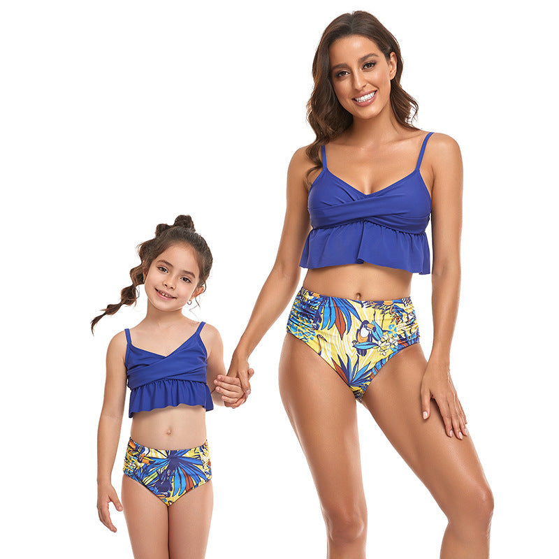 Leaf and Floral Print Family Matching Swimsuits