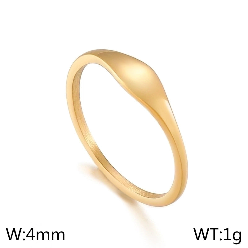 Minimalist Geometric Titanium Steel 18K Gold Plated Plating Rings