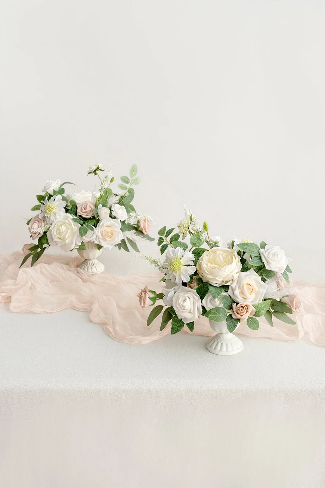 Large Floral Centerpiece Set in White & Sage