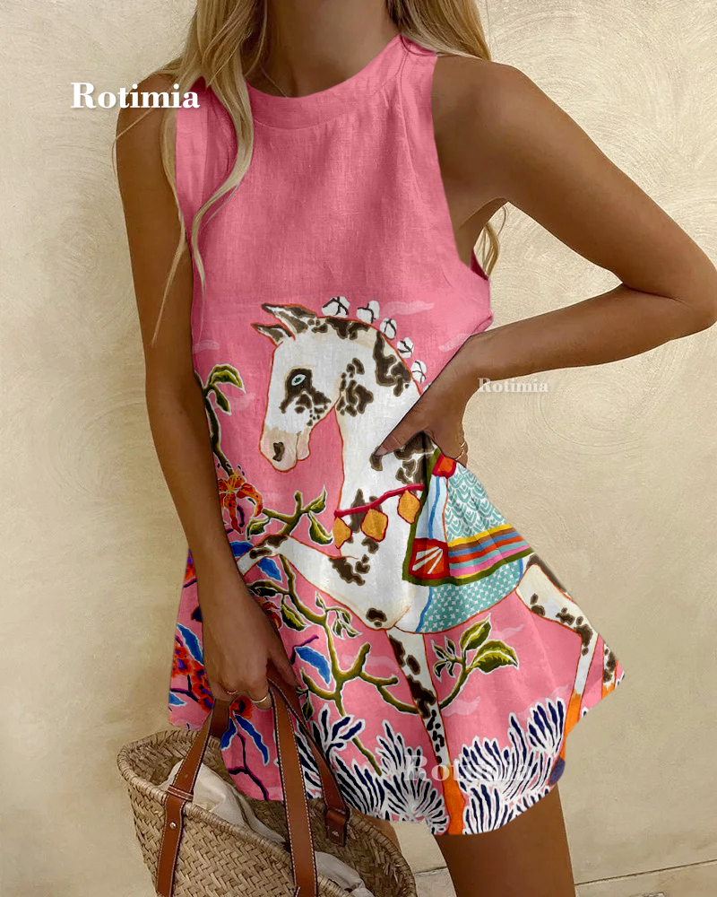 Chic Piebald Horse Print Mini Dress