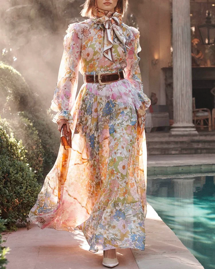 Women's Printed Long Sleeves Dress