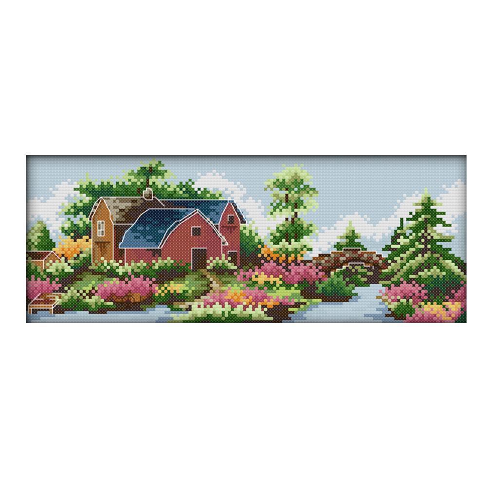 

Castle - 14CT Stamped Cross Stitch - 34*15cm, 501 Original