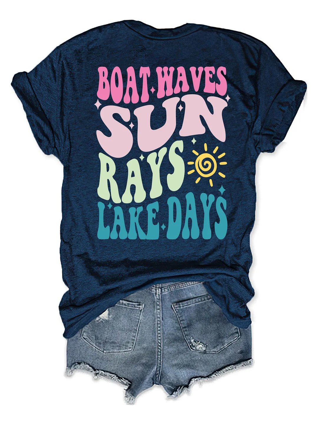 Boat Waves Sun Rays Lake Days T-shirt