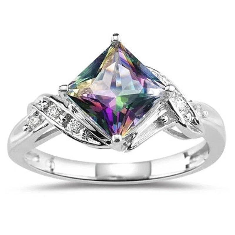 Modern Style Geometric Copper Inlay Zircon Rings