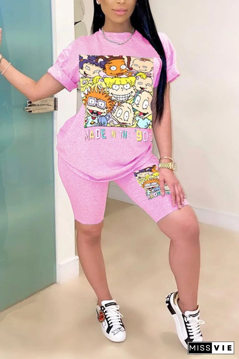 Fashion Lovely Cartoon Printed Two Piece