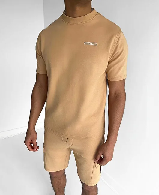 Sporty Short Sleeve Multi-Pocket T-Shirt & Shorts 2Pcs Set Okaywear