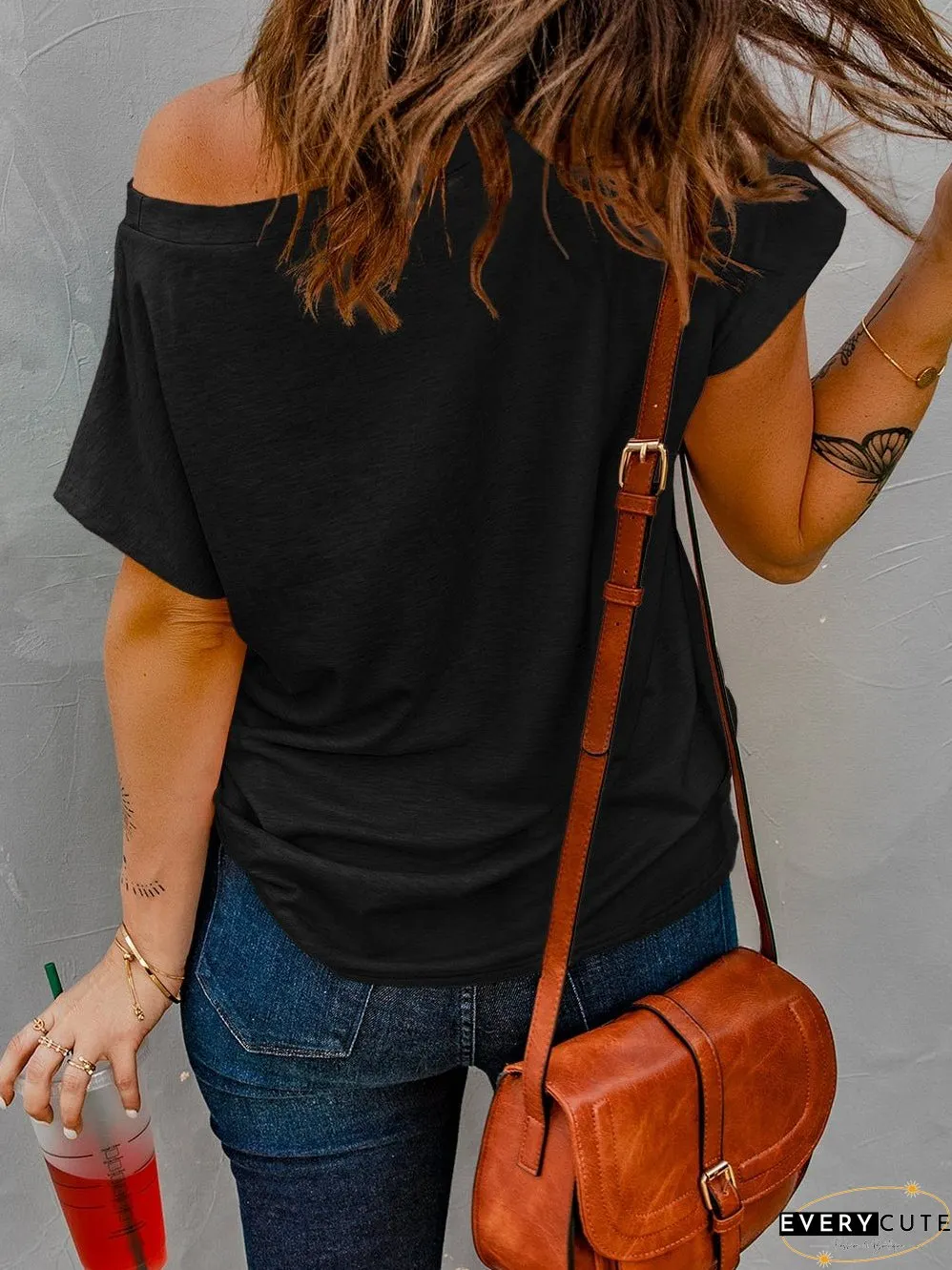 Hypnotic Knit Pocket Tee with Cap Sleeves