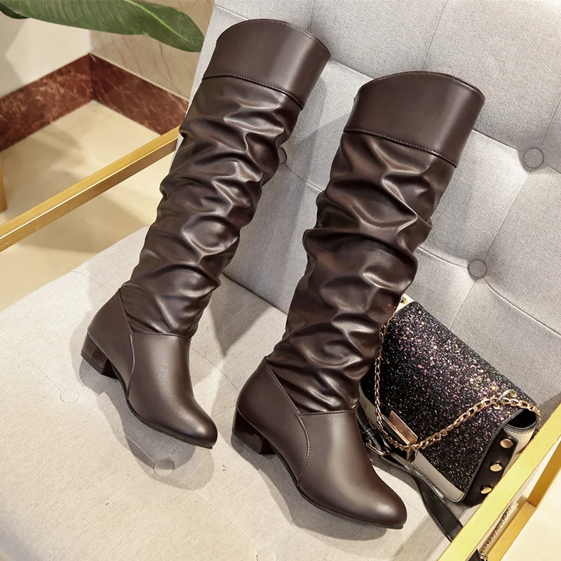 Wongn Wongn New Korean Version Of 2023 Over-Knee Boots Pointed Thick Heel Warm Snow Boots Women's Boots Thin Leg Elastic Boots Batch