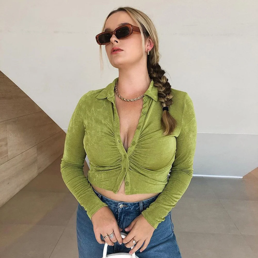 Nigikala Nigikala Summer New Fashion Sexy Hottie Flip-Flops Over-Necked Long-Sleeved Shirt Top Woman