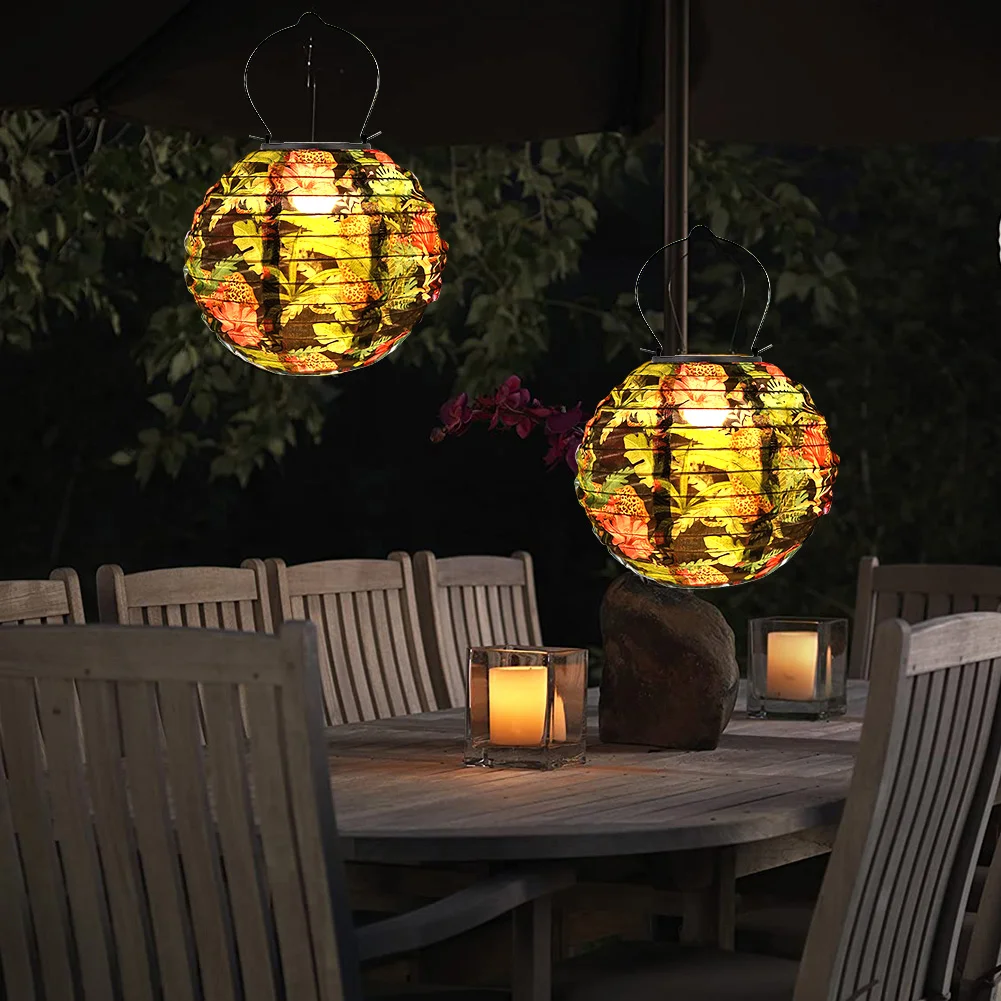 Solar Light LED Hanging Ball Lantern Waterproof Painted Pattern Lamp (B)