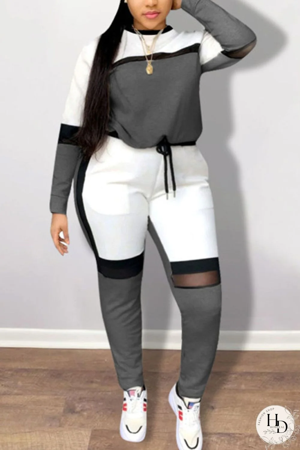 Grey Street Solid Split Joint O Neck Plus Size