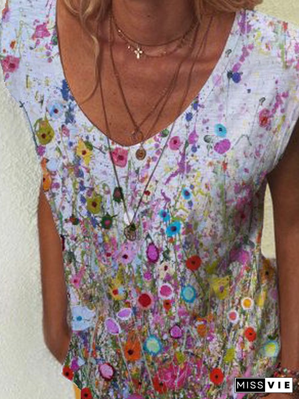 Casual Shift Abstract Tops