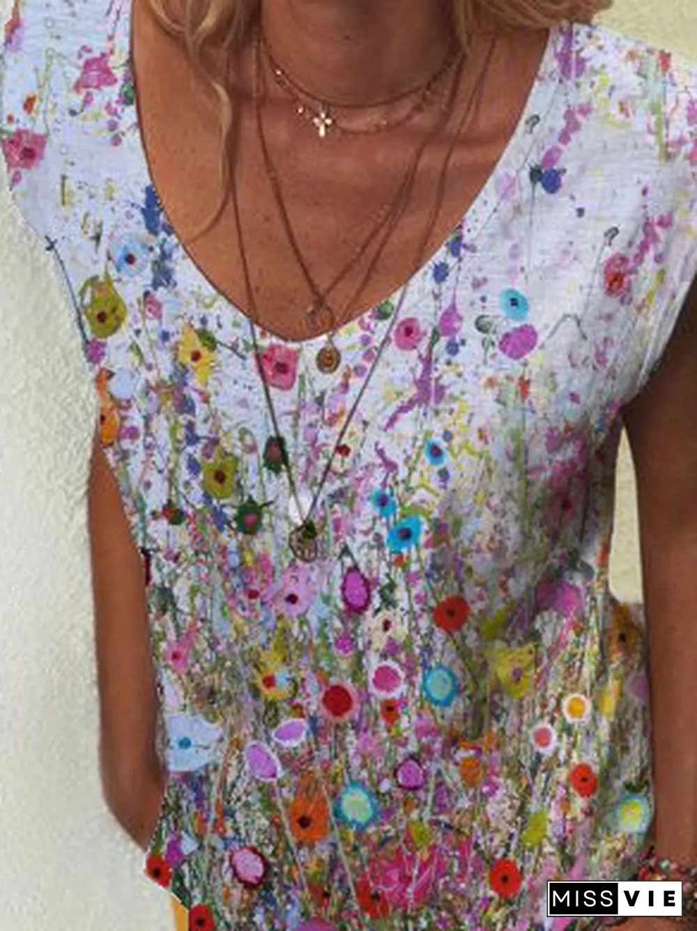Casual Shift Abstract Tops
